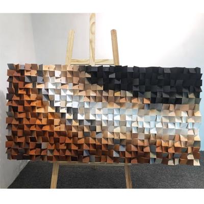 China Carved Wood+Sprayed Wooden Wall Art Decorative Light Luxury Handmade Three-Dimensional Wall Decoration Solid Wood Colors Mosaic Painting Decor for sale