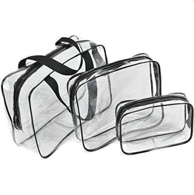 China Fashion 3 in 1 Clear PVC Travel Toiletry Makeup Organizer Bag for Men and Women for sale