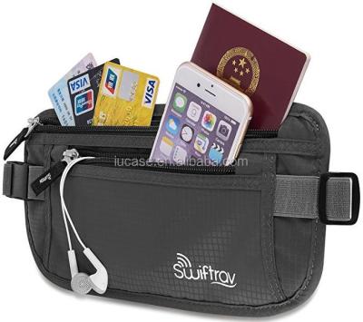 China Passport RFID Blocking Compact Holder Hidden Security Money Waist Bag Travel Pouch Passport ID Holder Belt Bag for sale