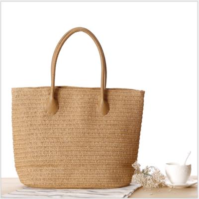 China Lady Hot Selling Handmade Recycled Tote Bag Large Beach Weaving Shoulder Woven Handbag Straw Bag For Women for sale