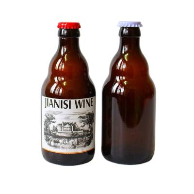 China Wholesale original material Amber Beer Bottle Glass Bottle 330ml from beverage factory for sale