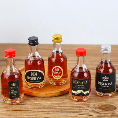 China Wholesale Custom Beverage Logo Printing Clear 50ml Wine Glass Liquor Bottle for sale