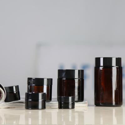 China Wholesale Cosmetic Bottle 30g Personal Care Cream Bottle With Lid Brown Glass Bottle for sale