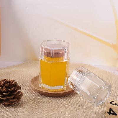 China 80ml Hexagon Glass Honey Bottle Glass Jam Storage Transparent High Quality Bottle From CANDY WHOLESALE for sale