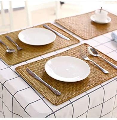 China Plant Plankton Table Place Mat Sustainable Washable Non-slip Heatproof Rectangular For Kitchen Table 17X12inches for sale