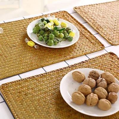 China Sustainable Plant Plankton Woven Natural Rectangular Place Mat Rattan Place Mats For Dining Table And Kitchen Table Mat for sale