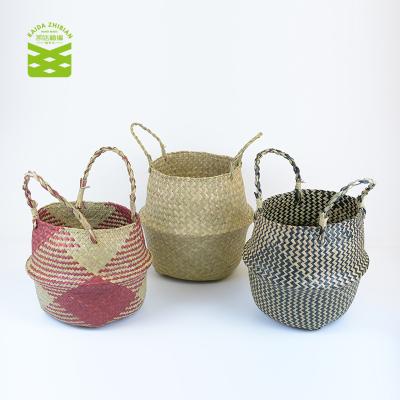 China Amazon Sustainable Hot Selling Natural Vegetable Plankton Basket Painted Woven Vegetable Plankton Bottom Basket For Plants for sale