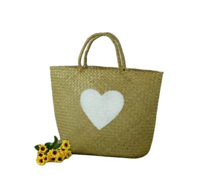 China Lady Seagrass Storage Basket With Evenly Woven Handles Shopping Basket Bag for sale