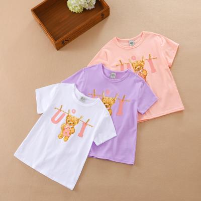 China Anti-pilling 2022 summer branded T-shirts cheap occasional low price tees in stock breathable elastic T-shirt children for sale