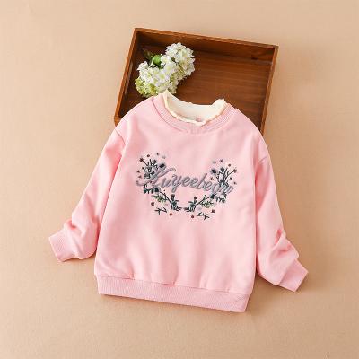 China Autumn Children Girl's Sweatshirts Stylish Popular Anti-shrink Spring Double Layer Embroidered Warm Little Girls Sweatshirts for sale