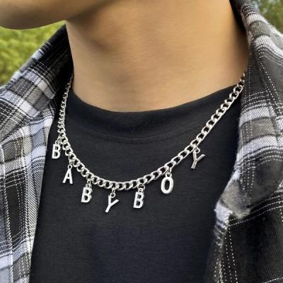 China Cozy Feel Men's Custom Design Stainless Steel Letter Design Necklace Pop DIY 26 Initial Charm Pendant Necklace Letters Chain for sale