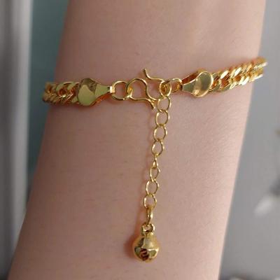 China Customized Ladies Variety Bell Charm Waterproof Bracelet Comfortable Feel Simple Color Gold Plated Preservation Charm Bracelet Small for sale