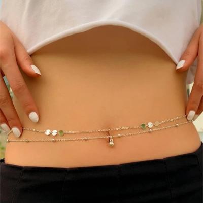 China Wholesale Comfortable Gold Plated Disc Belly Chain Body Jewelry Custom Women Body Chain Boho Summer Beach Feel Vintage Belly Sequin Waist Chain for sale