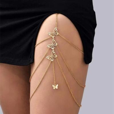 China Wholesale Custom Body Chain Butterfly Feel Ladies Leg Jewelry Butterfly Body Chain Big Sexy Elegant Simple Wholesale Comfortable for sale