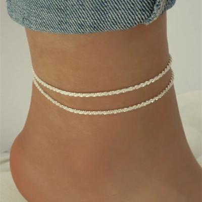 China New Products Designs Comfortable Wholesale Custom Minimalist Anklet Ladies Summer Boho Feel Silver Anklet Designs Cuban Chain Anklet for sale