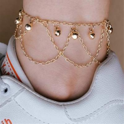 China Factory feel comfortable high quality small bell decoration vintage anklet pendant gold plated small bell anklet indian dance bell anklet for sale