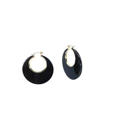 China TRENDY Hot Selling Ladies Fashion Design Black Circle All-match Minimalist Women Jewelry Statement Luxury Earrings for sale