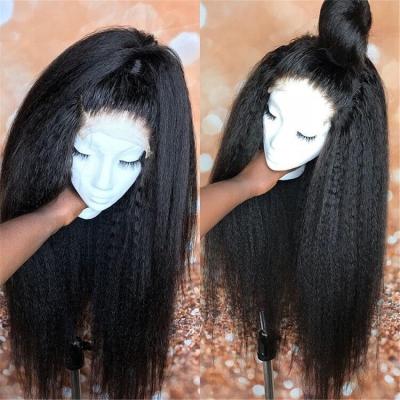 China Yaki Curly Straight Lace Frontal Wig Hd Pre Plucked Cheap Transparent Brazilian Raw Yaki Virgin Hair Full Lace Front Wig Vendor for sale