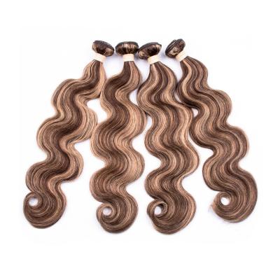 China Brazilian P4/27 Ombre Body Wave Hair Bundles Straight Bone 100% Brown Hair Bundles With Highlight Color Remy Hair Weave Bundles for sale