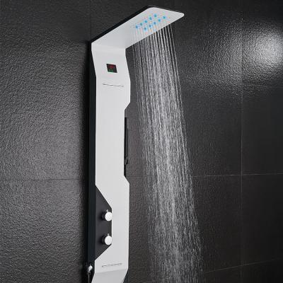 China Without Slide Bar Silver Brushed Shower Panel Column Towers 304Stainless Steel Waterfall Spa Jets Smart Shower Panel for sale