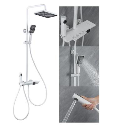 China With Hot White Cold White Thermostatic Mount Rainfall Thermostatic Shower Set Bathroom System Slide Bar Shower Hand Held Shower Faucet for sale