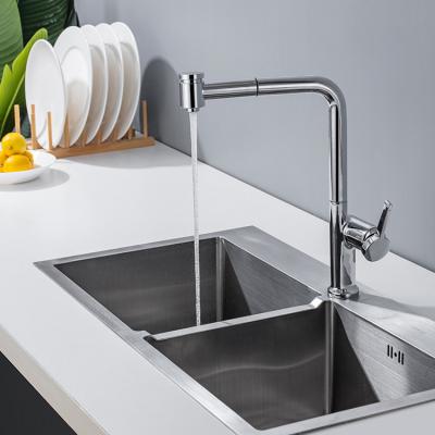 China Pull Out Spray 2 Functions Single Hole Single Handle Flexible Hose Pull Out Kitchen Faucet Faucets for sale