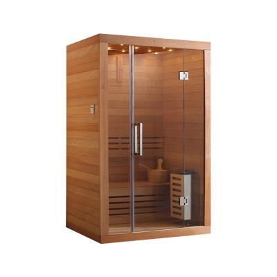 China Canadian Indoor Traditional Computer Control Panel 1 Person Solid Wood Steam Sauna Room With Electric Stove for sale