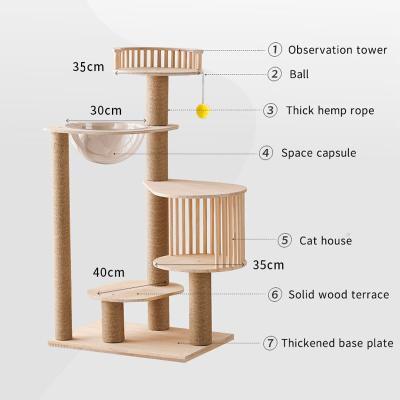 China Factory Direct Sales Maine Tree Lodging House Stocked Coypu Wholesale Luxury Wooden Cat Scratcher for sale