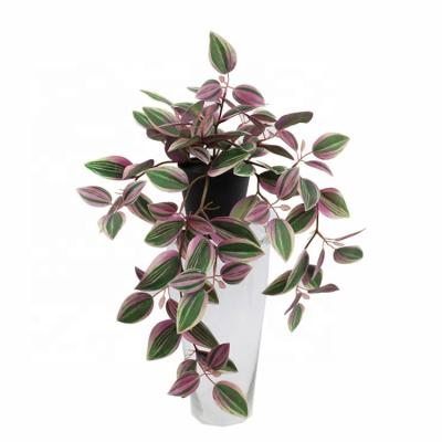 China Decorative Potted Artificial Tradescantia Bonsai L45cm Touch Rose Zebrina Indoor Outdoor Decoration Simulation Plants Real Hanging Bush In Pottery Pot for sale