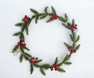 China Wholesale Custom Minimalist Simulation Christmas Decorative Wreath D37cm Artificial Garland With Flashing Lights for sale