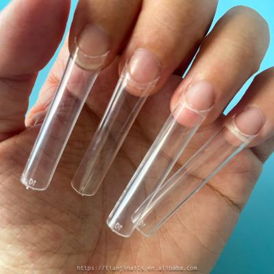 China DIY Nail Art 500Pcs Bag Extra Long C Curve Nail XXL Long Square Coffin Nails Straight Clear Half Cover Transparent Artificial Nails for sale