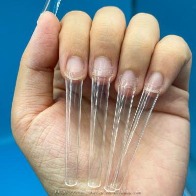 China 600Pcs Bag XXXL Non C Coffin Nails ABS French Straight Ballerina Nails Custom French Square Logo Clear Easy XXL Artificial Nails for sale