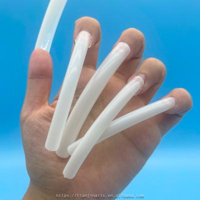 China DIY Nail Artificial False Nails Extra Long XXXL Stilettos Art 10Pcs Half Cover Bag Square Nail Tips Natural Transparent Natural Salon for sale