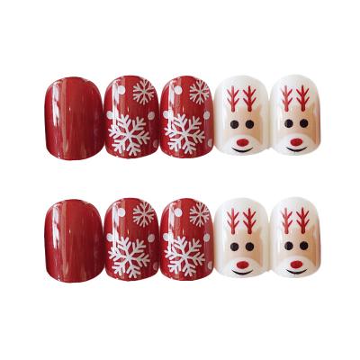 China Luxury Xmas Christmas Nails Handmade High Quality Design Customized Packing Nail Square Press On False Nails for sale