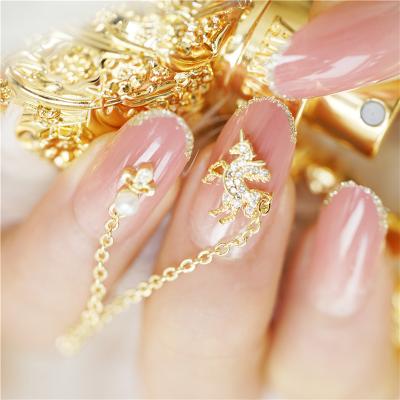 China Full Of Diamonds Luxury Matte Pure Unicorns Gem Pendant Pink Gradient With Phnom Penh Press On Nails Artificial Nails For Women for sale