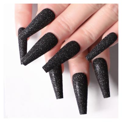 China 2021 Wholesale Artificial Nails 24pcs/Set Long Glitter Press On Nails Coffin Rainbow Ballerina Rhinestones Artificial Nails Wholesale for sale