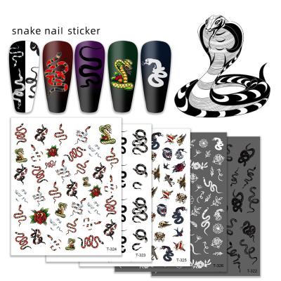 China 3D Explosive Japanese Style Dark Python Sticker Nail Art DIY Snake 3D Waterproof Nail Art Sticker With Adhesive for sale