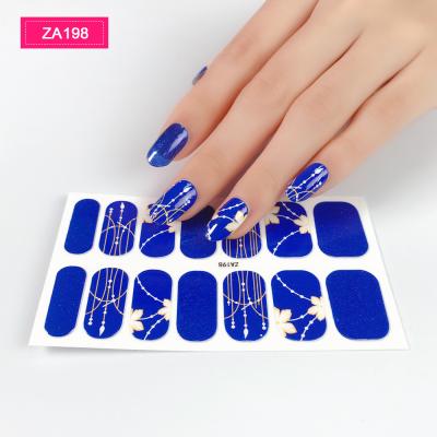 China Easy Apply 2021 New Hot Selling Nail Wraps Real Nail Polish Stickers Glitter Decals For Nail Art Decration for sale