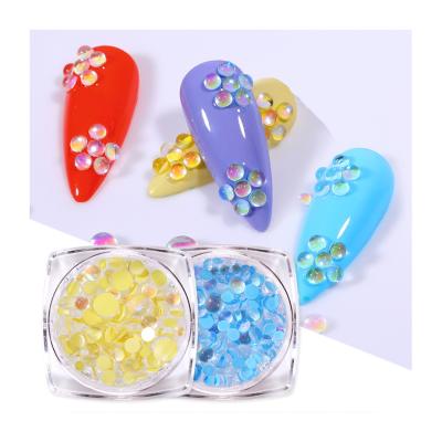 China Mixed Designs Nails Art Decoration Latest Candy Color Mermaid Glass Bead Symphony Round Glass Rhinestones Crystal Bead Macaron Nail Decoration for sale