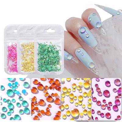 China Mixed Designs Nail Art Decoration Symphony Diamonds Korea Drop Shaped Colorful Flat Bottom Mermaid 3D Kawaii Pearl Nails Rhinestone Ornaments for sale