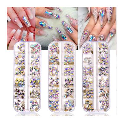 China Easy Apply 2021 Hot Selling Crystal Nail Art Accessory Flat Back K9 Color Crystal AB Shape Irregularity Fake Nail Stones for sale