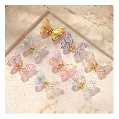 China 2021 New 3D Color Fashion Nail Decoration Diamond Aurora Sequin Butterfly Nail Bow Ghost Eco-friendly Elastic Yellow Smart Charming for sale