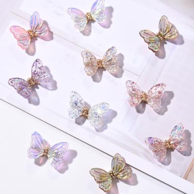 China 2021 New Aurora Resin Alloy Three-Dimensional Butterfly Jewelry 3D Aurora Simulation Mini DIY Smart Butterfly Eco-friendly Nail Jewelry for sale