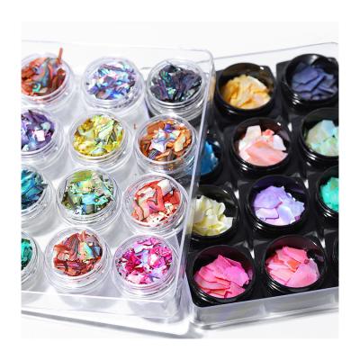 China Easy Apply 12 Colors/Set Of Nail Art Irregular Abalone Slices Natural Shell Thin Shell Fragments For Nail Art for sale