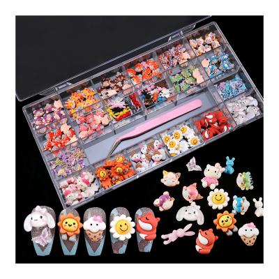 China Fashionable 3D 21 grid Kawai small resin nail art candy prep and match bow diy new nail jewelry small for nails for sale