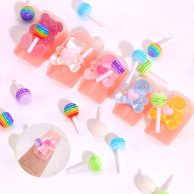 China Easy apply cute girly three-dimensional simulation mini resin jewelry lollipop cartoon candy nail accessories for sale