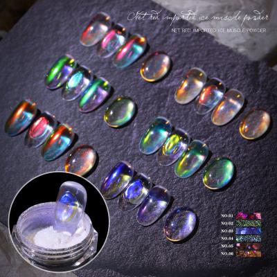 China Use With Popular Aurora Colorful Nail Art Net Rhinestone NO-Washing Glue 2021 New Highlight Sticky Powder Fairy Ice Transparent White Red Muscle Powder for sale