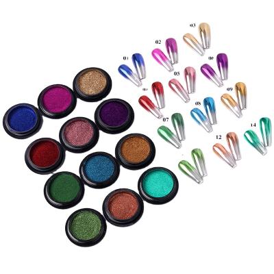 China Excellent Nail Art Effect Popular Nail in 2021 Art Decoration 15 Colors Marvel Magic Mirror Effect Chrome Nail Powder for Nail Art Beauty for sale