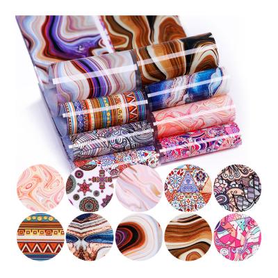 China 2021 Classic Nail Beauty Products New Arrival 10 Roll Bag Marble Pattern Smudge Illusionary Starry Sky Sticker By Bag Packaging for sale