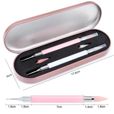 China 2021 Hot Selling Double-ended Double Ended Point Nail Pen With 2 Multifunctional Double Ended Drill Replace WAX ​​Key Acrylic For DIY Nail Art for sale